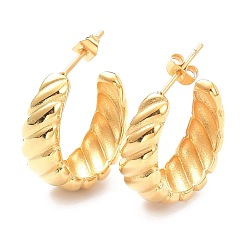 Golden Ion Plating(IP) 304 Stainless Steel Stud Earrings, with Ear Nuts, Ring, Golden, 23.5x9mm, Pin: 1mm