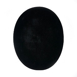 Black Flocky Cloth Fabric Appliques Iron On Patches, For Costume Accessories, Oval, Black, 140x110x0.5mm