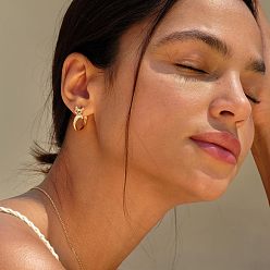 Лиса Латунные кубических серьги циркония обруч, золотые, лиса, 15 мм