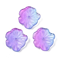 Средняя Орхидея Прозрачные стеклянные бусины, листьев лотоса, спекающийся лак, средне орхидеи, 20x19.5x4.5~5 мм, отверстие : 1.2 мм