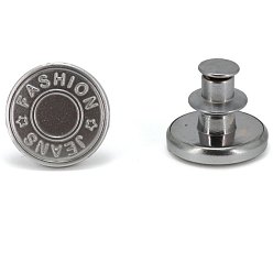 Word Matte Style Alloy Button Pins for Jeans, Nautical Buttons, Garment Accessories, Round, Word, 17mm