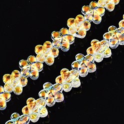 Прозрачный АВ Стеклянные бусины с гальваническим покрытием , цветок, ясно AB, 12x12.5x7 мм, отверстие : 1 мм, около 54~55 шт / нитка, 24.57~24.96 дюйм (62.4~63.4 см)