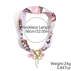 Pink Ожерелья-чокеры с кисточками из сплава эмали, смолы, стекла и пластика с бантом и жемчугом и стразами, золотые, розовые, 22.05 дюйм (56 см)