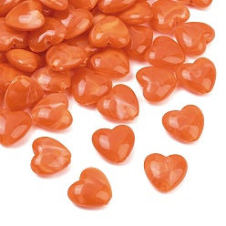 Chocolate Two-tone Opaque Acrylic Beads, Heart, Chocolate, 16.5x17.5~18x8mm, Hole: 2mm, about 349pcs/500g