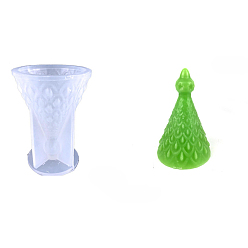 White DIY Christmas Tree Food Grade Silicone Candle Molds, for Scented Candle Making, White, 107x78mm