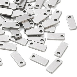 Stainless Steel Color 304 Stainless Steel Rectangle Charms, Chain Extender Drop, Stamping Blank Tag, Stainless Steel Color, 7x3x0.8mm, Hole: 1mm