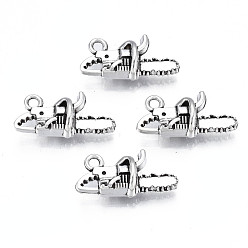 Античное Серебро Сплавочные подвески тибетского стиля, без свинца и без кадмия, бензопила, античное серебро, 20x10x6 мм, отверстие : 1.8 мм, Около 270 шт / 500 г