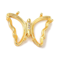Golden Rack Plating Brass Pave Clear Cubic Zirconia Pendant Cabochon Settings, Rhinestone Claw Settings, Cadmium Free & Lead Free, Butterfly, Golden, 15.5x20x4mm, Fit for 15.5x9mm Rhinestone