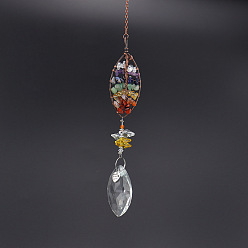 Лист Древо жизни из натуральной смешанной каменной крошки, подвесные ловцы солнца, стеклянные ловцы солнца, создатель радуги для окон, сад, украшение елки, лист, 410 мм