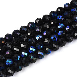 Шпинель Нити бусин из натуральной черной шпинели с покрытием цвета AB, граненый стол ограненный круглый, 4~5 мм, отверстие : 0.7~0.8 мм, около 92~100 шт / нитка, 14.96~15.55'' (38~39.5 см)