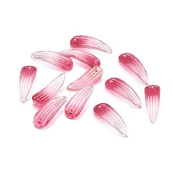 Red Two Tone Transparent Glass Pendants, Petal, Red, 26x9x2mm, Hole: 1.2mm