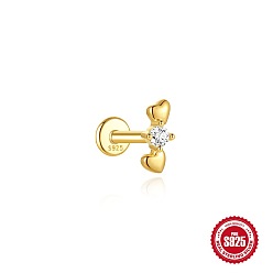 Сердце 925 Серьги-подвески из стерлингового серебра с инкрустацией прозрачными кубическими циркониями для хряща уха, золотые, сердце, 7 мм