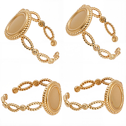 Настоящее золото 18K 8 ионное покрытие (IP) 304 манжетные кольца из нержавеющей стали OVSL, настройка кольца колодки, реальный 18 k позолоченный, лоток : 8x6 мм, регулируемый