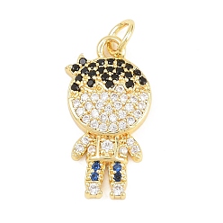 Синий Латунные микро проложить кубического циркония подвески, прелести мальчика, без кадмия и без свинца, реальный 18 k позолоченный, синие, 21x11x3 мм, отверстие : 3 мм