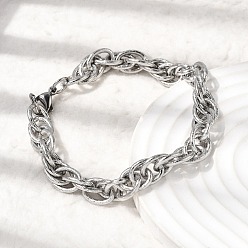 Нержавеющая Сталь Цвет 201 Браслеты из нержавеющей стали с морской цепочкой для мужчин, цвет нержавеющей стали, 8.66 дюйм (22 см)