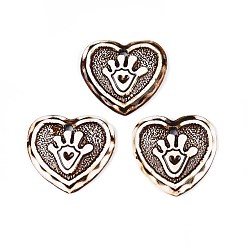 Кокосово-Коричневый Фарфора ручной работы подвески, сердце, фантазии античного стекла фарфора, кокосового коричневый, 46~47x48~50x10~11 мм, отверстие : 4~5 мм