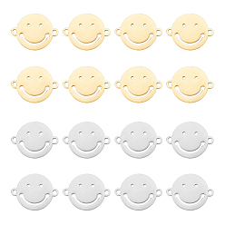 (52) Непрозрачная лаванда 32шт 2 цвета 201 подвески из нержавеющей стали, лазерная резка, плоские круглые с улыбающееся лицо, платиной и золотом, 12.5x16.5x1 мм, отверстие : 1.5 мм, 16 шт / цвет