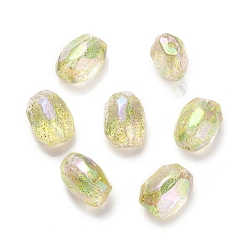 Yellow UV Plating Rainbow Iridescent Acrylic Beads, with Glitter Powder, Oval, Yellow, 21x16x13mm, Hole: 3mm