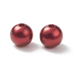 Dark Red Imitation Pearl Acrylic Beads, Dyed, Round, Dark Red, 10x9.5mm, Hole: 2.5mm, about 1070pcs/pound