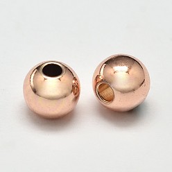 Rose Gold Rack Plating and Vacuum Plating Brass Round Spacer Beads, Rose Gold, 5mm, Hole: 1.5mm