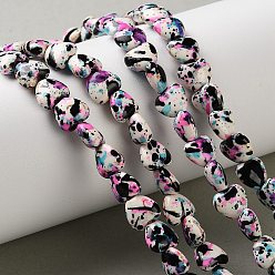 Ярко-Розовый Нити из синтетических бирюзовых бусин, нанесенных методом распыления, сердце, ярко-розовый, 7x8x4 мм, отверстие : 1.2 мм, около 54 шт / нитка, 14.96'' (38 см)