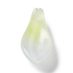 Champagne Yellow Glass Pendants, Roselle Leaf Charm, Champagne Yellow, 22.5x11x7mm, Hole: 1mm