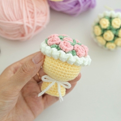 Лимонный шифон Наборы для вязания своими руками, мини-букет, лимонный шифон, 6.5 см