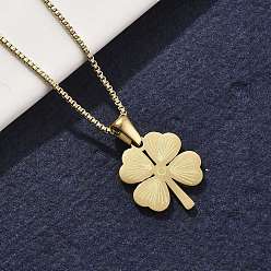 Золотой 304 из нержавеющей стали клевера кулон ожерелья, ионное покрытие (ip), золотые, 24.76 дюйм (62.9 см)