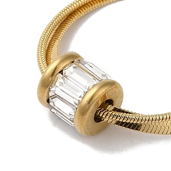 Real 18K Gold Plated 304 Stainless Steel Glass Column Pendant with Snake Chain Necklaces, Double Layer Necklaces , Real 18K Gold Plated, 16.46 inch(41.8cm)