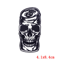 Black Skull Theme Computerized Embroidery Cloth Iron on/Sew on Patches, Costume Accessories, Black, 84x41mm