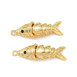 Настоящее золото 18K Латунные микро проложить кубического циркония подвески, рыбы прелести, реальный 18 k позолоченный, 30x9x8.5 мм, отверстие : 1.5 мм