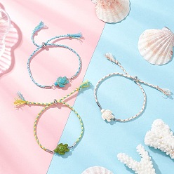 (52) Непрозрачная лаванда 3шт. браслетов из окрашенной синтетической бирюзы, браслеты для женщин, черепаха, с плетеным макраме хлопковым шнуром, разноцветные, 9.06 дюйм (23 см)