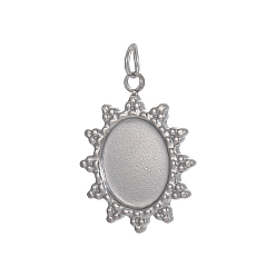 Нержавеющая Сталь Цвет 304 Настройки кабошон из нержавеющей стали кулон, овальные, с целью перехода в кольце, цвет нержавеющей стали, 18x13.5x2 мм, отверстие : 2.5 мм, Размер лотка: 10x8 мм