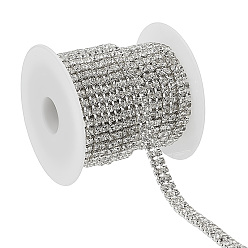 Серебро 5 ярдов отделки стразами, цепочки со стразами из сплава, серебряные, 6x2.5 мм