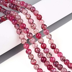 Средний Фиолетово-красный Окрашенные естественно дракон жил агат бисер пряди, круглые, средне фиолетовый красный, 6~6.5 мм, отверстие : 1 мм, около 63 шт / нитка, 15.5 дюйм