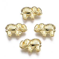 Light Gold Rack Plating Alloy Beads, Cadmium Free & Lead Free, Elephant, Light Gold, 8.5x12.5x4.5mm, Hole: 1mm