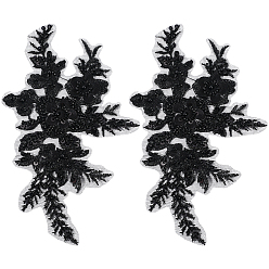 Черный Аксессуары для вышивки цветов из марли и пайеток, бисерные аппликации, для рюкзаков, одежда, чёрные, 273x158x6.5 мм