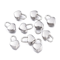 Нержавеющая Сталь Цвет Устойчивые к потускнению 304 подвески из нержавеющей стали, сердце замок, цвет нержавеющей стали, 16.5x10.8x6.4 мм, отверстие : 7.5x4.5 мм