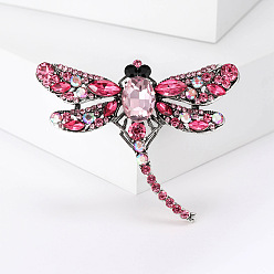 Фуксиновый Сплавочные брошки, булавка со стразами, украшения для женщин, стрекоза, красно-фиолетовые, 50x62 мм