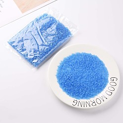 Sky Blue Glass Seed Beads, Frosted Colors, Round, Sky Blue, 4mm, Hole: 1~1.5mm, about 4500pcs/pound