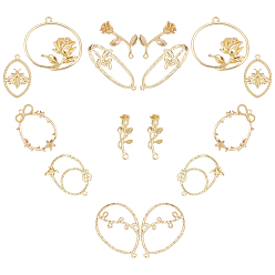 Light Gold 16Pcs 8 Styles Alloy Pendants, Mixed Shapes, Light Gold, 2pcs/style