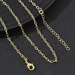 Golden 2MMM Brass Cable Chain Necklaces for Women, Long-Lasting Plated, Golden, 15.94 inch(40.5cm)
