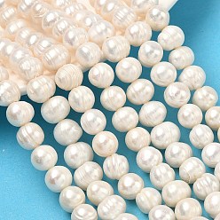 Античный Белый Нити из натурального культивированного пресноводного жемчуга, картофель, класс 2а++, старинный белый, 9~10 мм, отверстие : 0.6 мм, около 40~41 шт / нитка, 13.39~14.02'' (34~35.6 см)