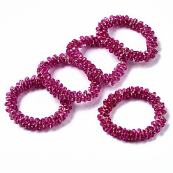 Средний Фиолетово-красный Граненые прозрачные стеклянные бусины эластичные браслеты, торсадные браслеты, двухконусные, средне фиолетовый красный, внутренний диаметр: 1-5/8 дюйм (4 см)