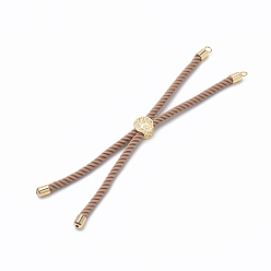 Camel Nylon Twisted Cord Bracelet Making, Slider Bracelet Making, with Brass Findings, Golden, Camel, 8.7 inch~9.3 inch(22.2cm~23.8cm), 3mm, hole: 1.5mm