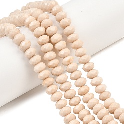 Деревянное Окаменение Природные окаменелое дерево бисер пряди, рондель, граненые, 8~8.5x5~6 мм, отверстие : 1 мм, около 68~76 шт / нитка, 14.96~15.35'' (38~39 см)