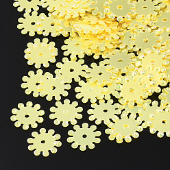 Желтый Аксессуары для орнаментов, пластиковые пайетки / блестки из пвх, горячее колесо, желтые, 8~8.5x0.4 мм, Отверстие : 1 мм , около 20000 шт / 500 г