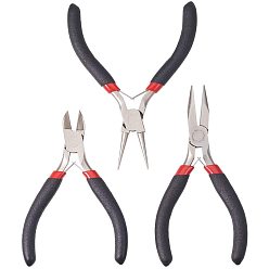 Черный Наборы плоскогубцев из углеродистой стали, ферроникель, бокорезы, Круглогубцы и плоскогубцы, чёрные, 11~12.5 см