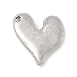 Нержавеющая Сталь Цвет 304 из нержавеющей стали сердце кулоны, анти-тускнение, цвет нержавеющей стали, 18x17x3 мм, отверстие : 1.4 мм