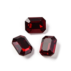 Сиамский Стеклянные стразы кабошоны, плоская задняя и задняя, граненые, прямоугольные, Сиам, 8x6x3.5 мм